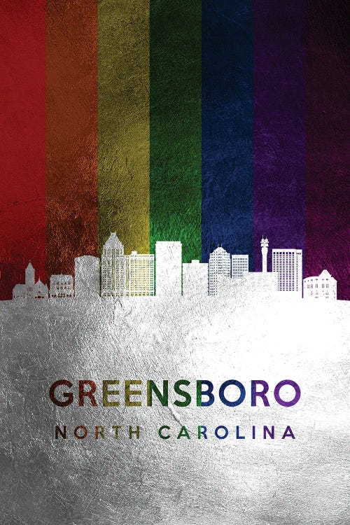 Greensboro North Carolina Spectrum Skyline by Adrian Baldovino wall art