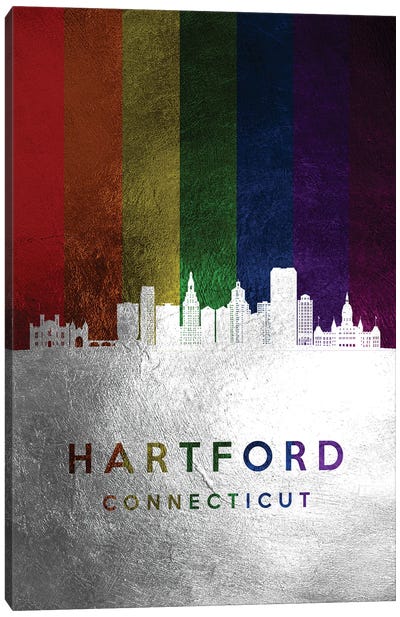 Hartford Connecticut Spectrum Skyline Canvas Art Print - Silver Art