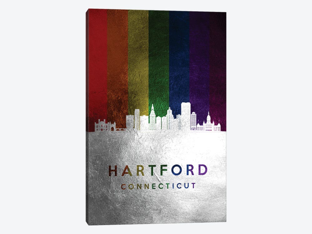 Hartford Connecticut Spectrum Skyline by Adrian Baldovino 1-piece Canvas Artwork