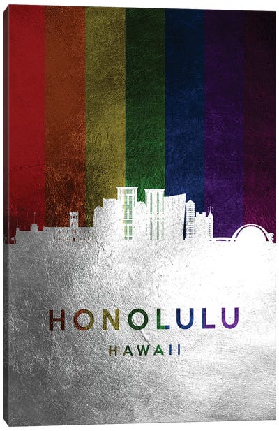 Honolulu Hawaii Spectrum Skyline Canvas Art Print - Honolulu Art