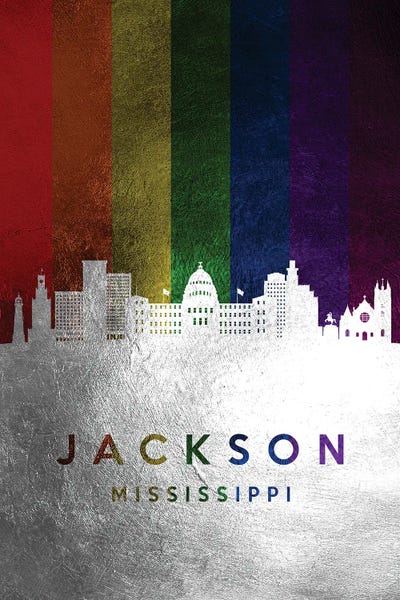 Jackson Mississippi Spectrum Skyline by Adrian Baldovino art print