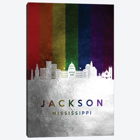 Jackson Mississippi Spectrum Skyline Canvas Print #ABV699} by Adrian Baldovino Canvas Artwork