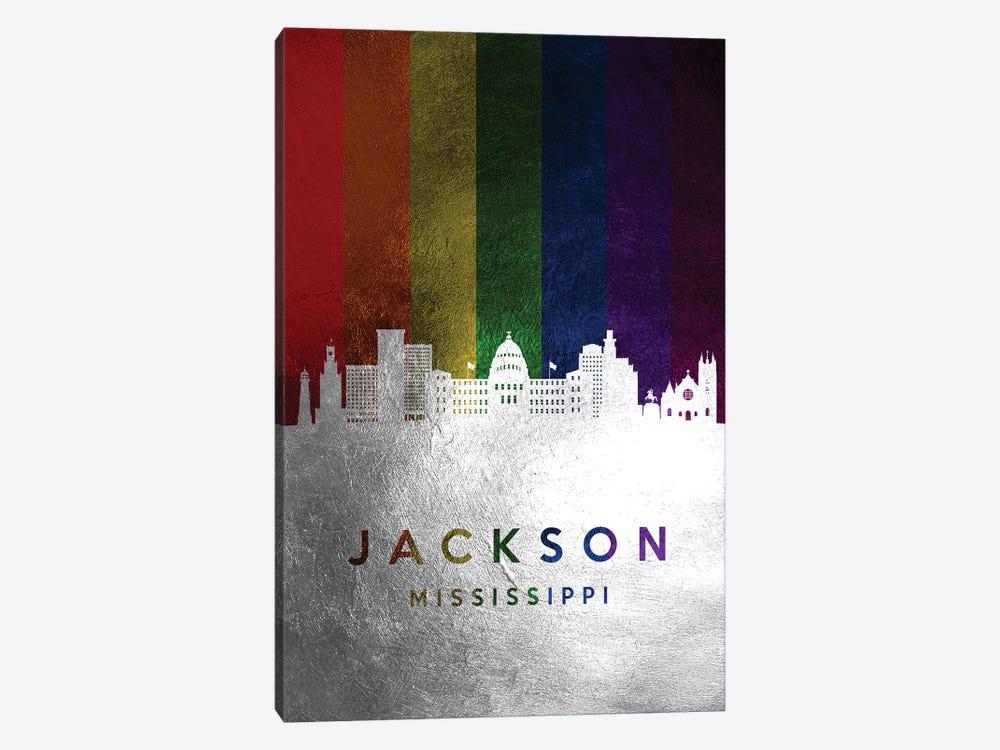 Jackson Mississippi Spectrum Skyline by Adrian Baldovino 1-piece Canvas Wall Art