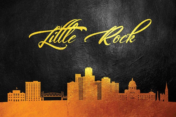 Arkansas: Little Rock Arkansas Gold Skyline by Adrian Baldovino