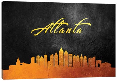 Atlanta Georgia Gold Skyline Canvas Art Print - Atlanta Skylines