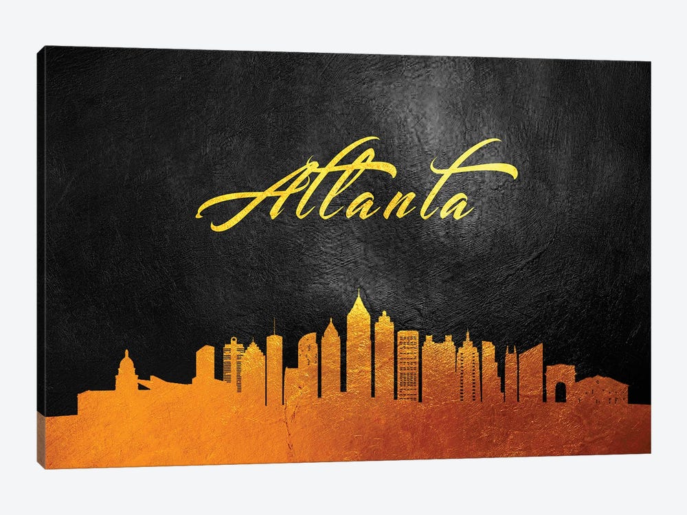 Atlanta Georgia Gold Skyline by Adrian Baldovino 1-piece Canvas Artwork
