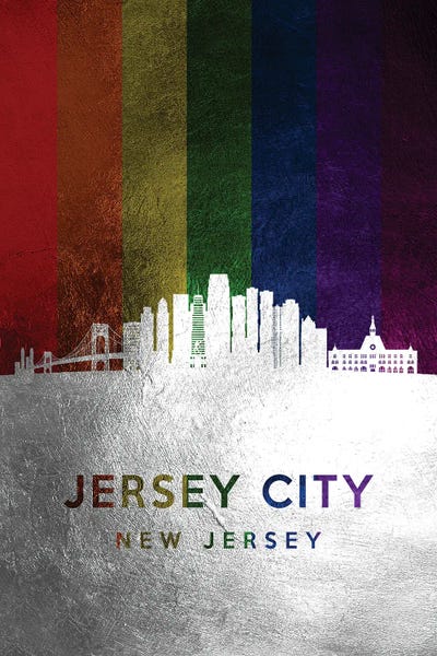 Jersey City New Jersey Spectrum Skyline by Adrian Baldovino canvas print