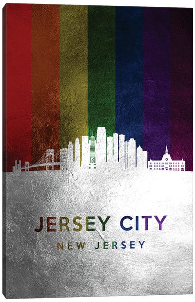 Jersey City New Jersey Spectrum Skyline Canvas Art Print - New Jersey Art
