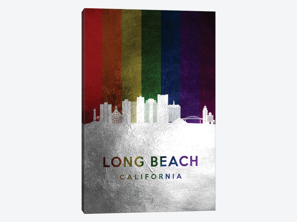Long Beach California Spectrum Skyline by Adrian Baldovino 1-piece Canvas Artwork