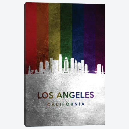 Los Angeles California Spectrum Skyline Canvas Print #ABV708} by Adrian Baldovino Canvas Artwork