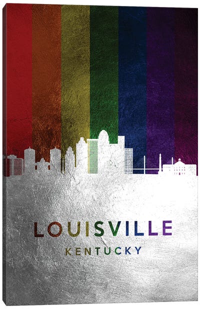  Louisville, Kentucky, Skyline Abstract (24x36 Giclee Fine Art  Print, Recycled Wood Frame, Silver): Posters & Prints