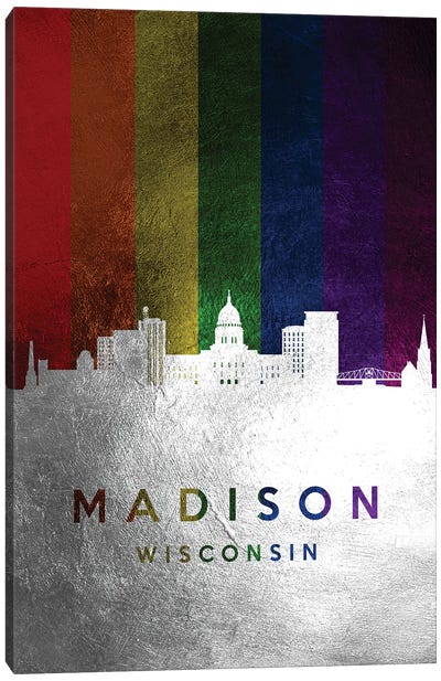 Madison Wisconsin Spectrum Skyline Canvas Art Print - Silver Art