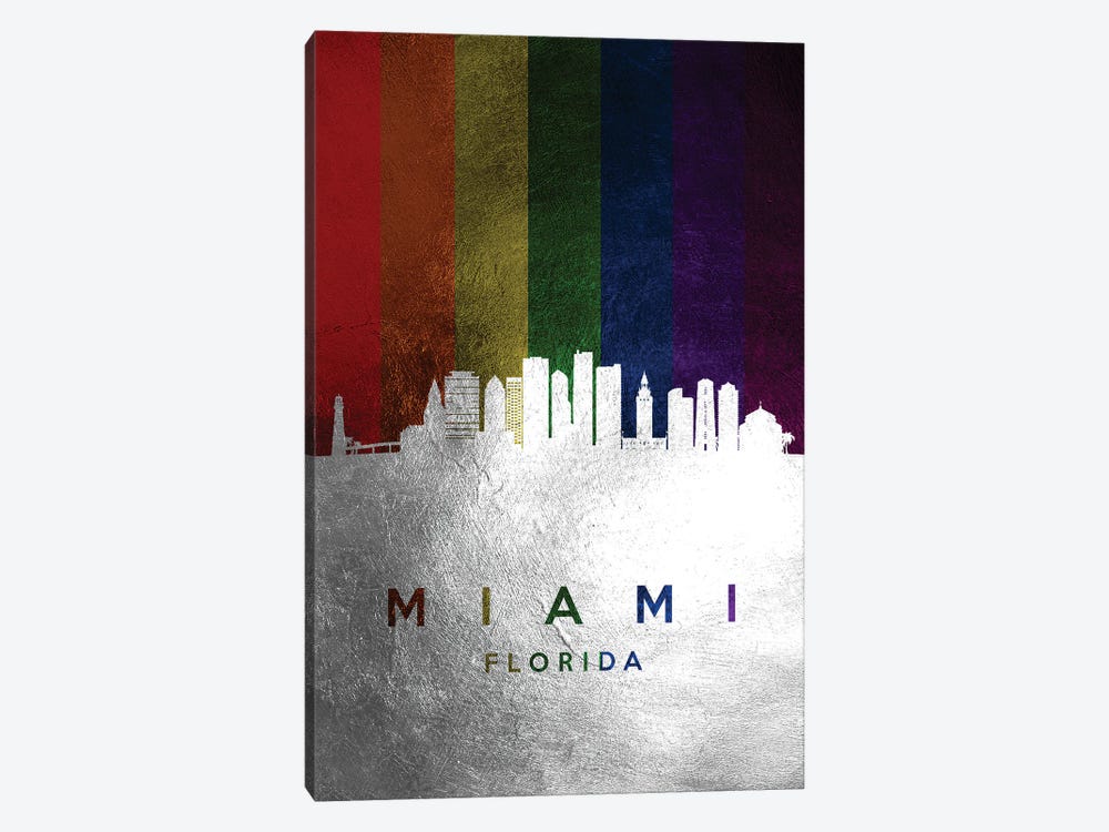 Miami Florida Spectrum Skyline by Adrian Baldovino 1-piece Canvas Artwork
