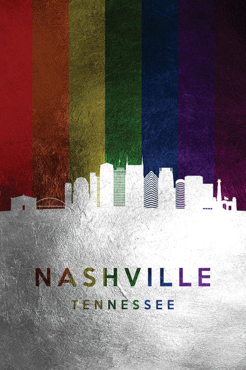 Nashville Tennessee Spectrum Skyline by Adrian Baldovino wall art