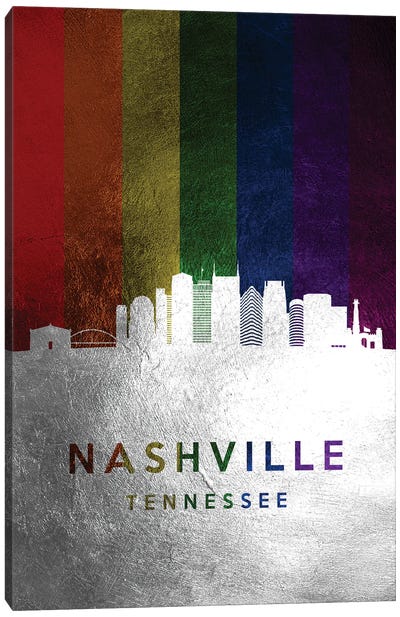 Nashville Tennessee Spectrum Skyline Canvas Art Print - Silver Art