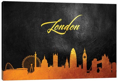 London England Gold Skyline Canvas Art Print - London Skylines