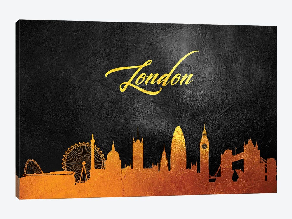 London England Gold Skyline by Adrian Baldovino 1-piece Art Print