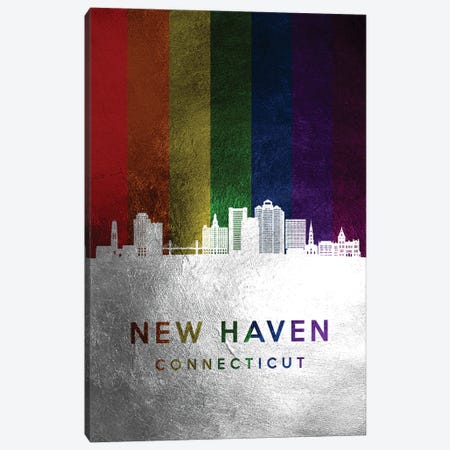 New Haven Connecticut Spectrum Skyline Canvas Print #ABV720} by Adrian Baldovino Canvas Artwork