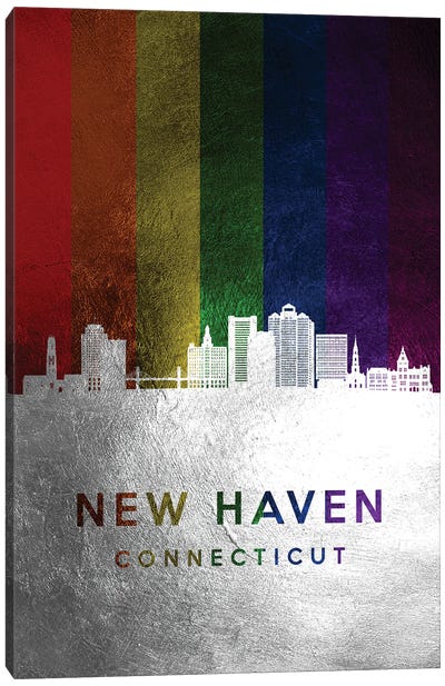 New Haven Connecticut Spectrum Skyline Canvas Art Print - Connecticut Art