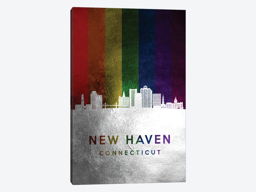 New Haven Connecticut Spectrum Skyline by Adrian Baldovino 1-piece Canvas Art Print