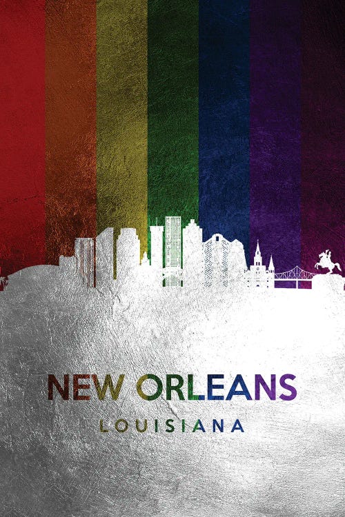 New Orleans Louisiana Spectrum Skyline by Adrian Baldovino wall art