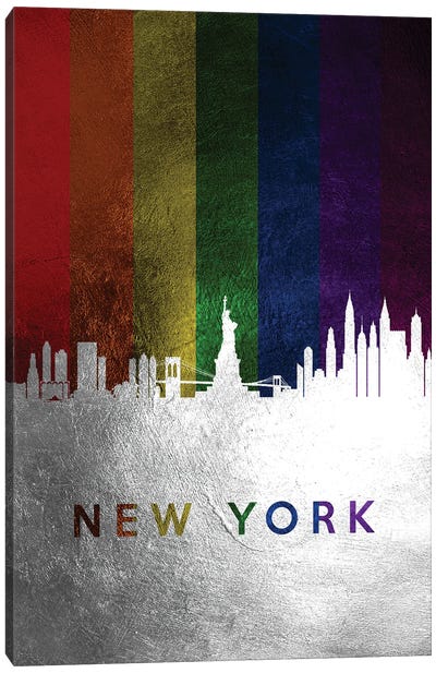 New York Spectrum Skyline Canvas Art Print - Silver Art
