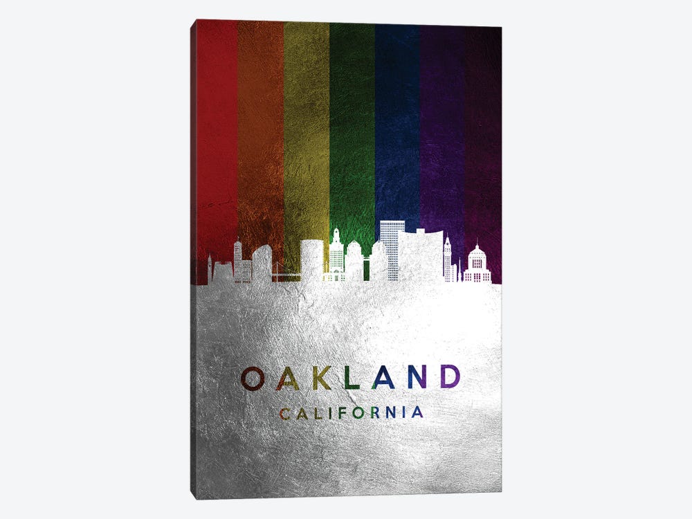 Oakland California Spectrum Skyline by Adrian Baldovino 1-piece Canvas Art Print