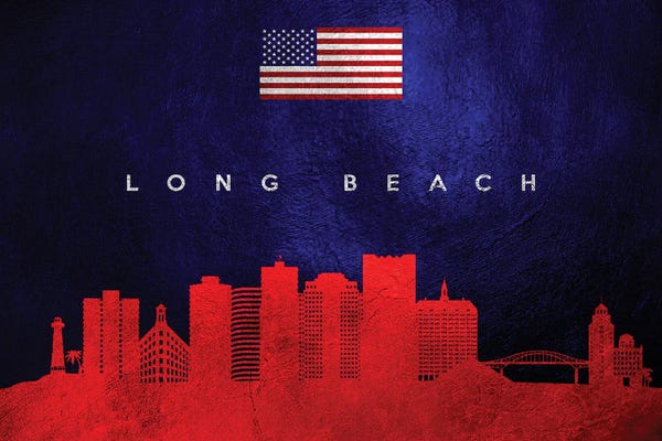 Long Beach: Long Beach California Skyline by Adrian Baldovino