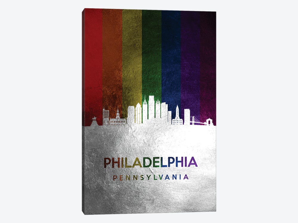 Philadelphia Pennsylvania Spectrum Skyline by Adrian Baldovino 1-piece Canvas Artwork