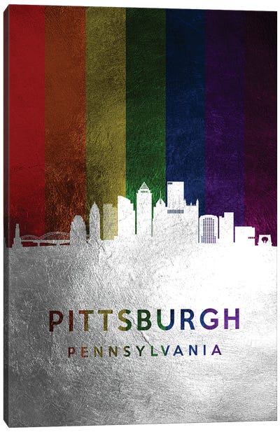 Pittsburgh Pennsylvania Spectrum Skyline Canvas Art Print - LGBTQ+ Art