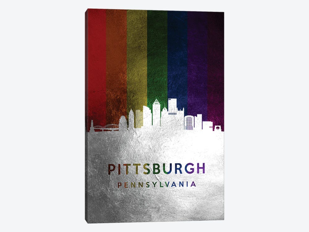 Pittsburgh Pennsylvania Spectrum Skyline by Adrian Baldovino 1-piece Canvas Wall Art