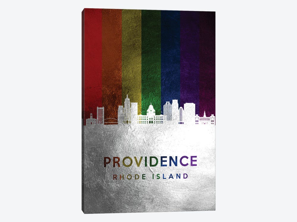 Providence Rhode Island Spectrum Skyline by Adrian Baldovino 1-piece Canvas Art