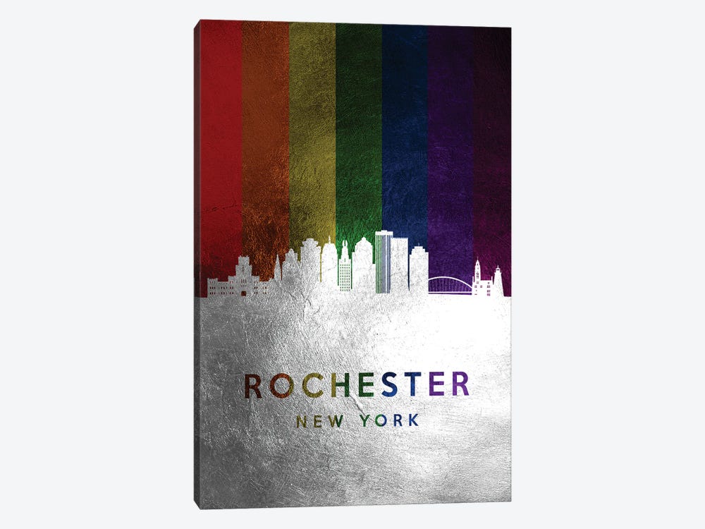 Rochester New York Spectrum Skyline by Adrian Baldovino 1-piece Canvas Artwork