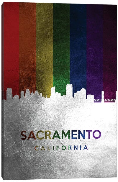 Sacramento California Spectrum Skyline Canvas Art Print - Silver Art