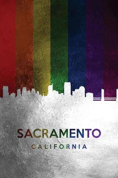 Silver: Sacramento California Spectrum Skyline by Adrian Baldovino