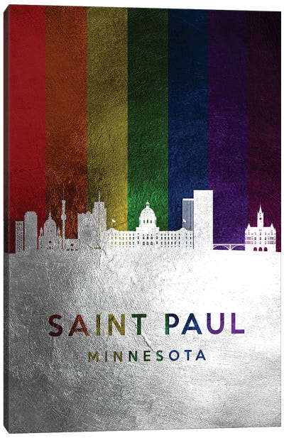 Saint Paul Minnesota Spectrum Skyline Canvas Art Print - Silver Art