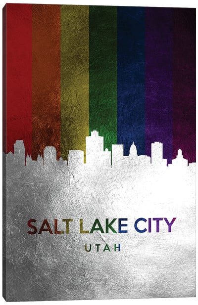 Salt Lake City Utah Spectrum Skyline Canvas Art Print - Silver Art