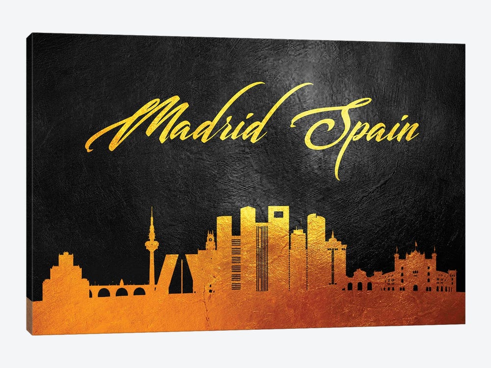 Madrid Spain Gold Skyline by Adrian Baldovino 1-piece Canvas Artwork
