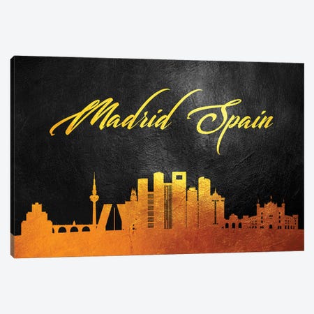Madrid Spain Gold Skyline Canvas Print #ABV74} by Adrian Baldovino Canvas Artwork