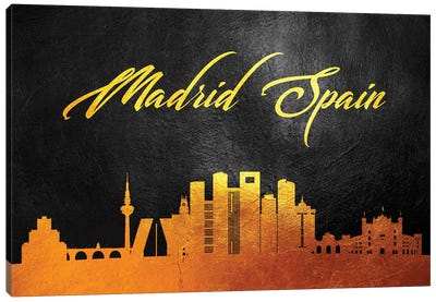 Madrid Spain Gold Skyline Canvas Art Print - Community Of Madrid Art