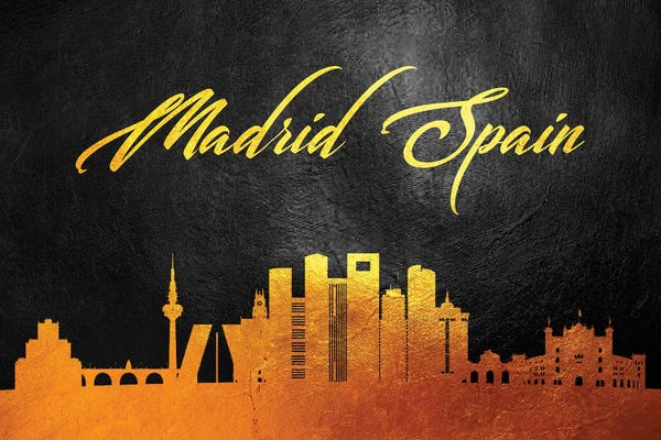 Community Of Madrid: Madrid Spain Gold Skyline by Adrian Baldovino
