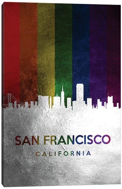 San Francisco California Spectrum Skyline Canvas Art Print - Silver Art