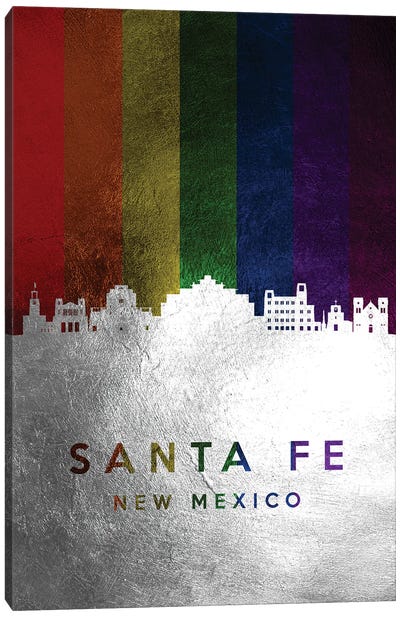 Santa Fe New Mexico Spectrum Skyline Canvas Art Print - Silver Art