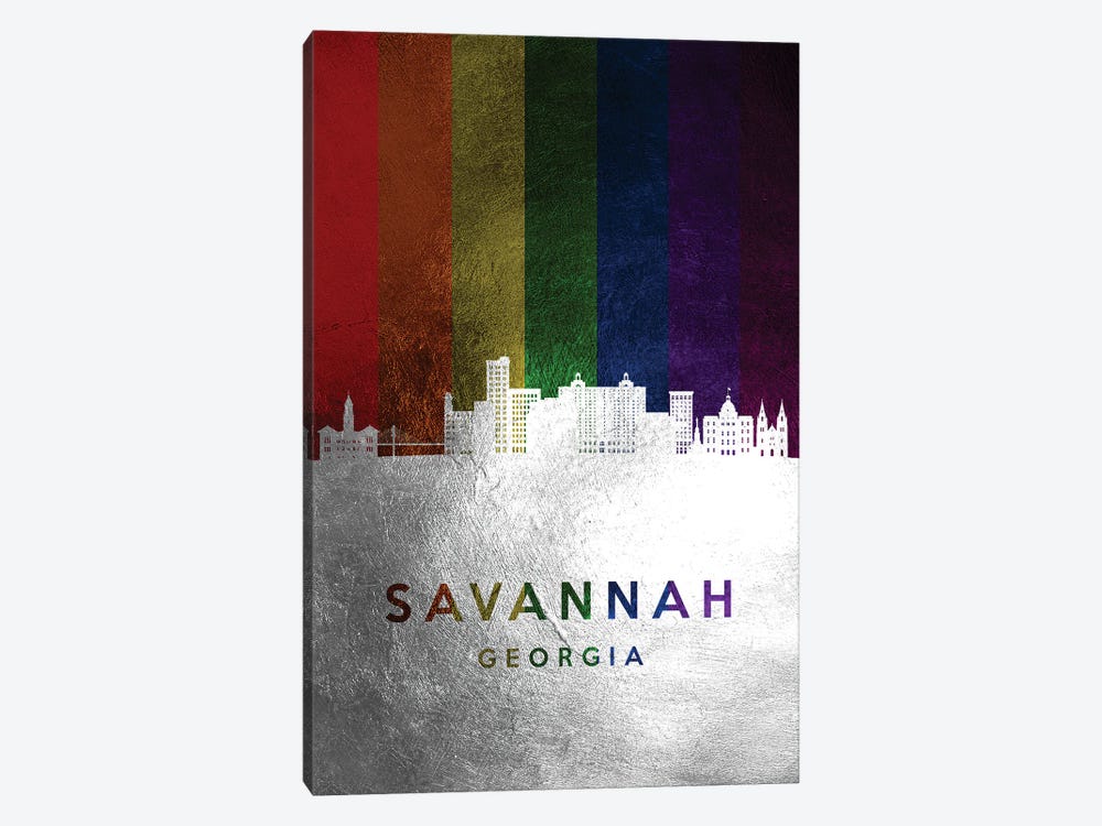 Savannah Georgia Spectrum Skyline by Adrian Baldovino 1-piece Canvas Art Print