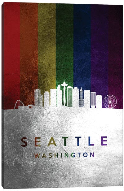 Seattle Washington Spectrum Skyline Canvas Art Print - LGBTQ+ Art