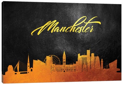 Manchester England Gold Skyline Canvas Art Print - Manchester Art