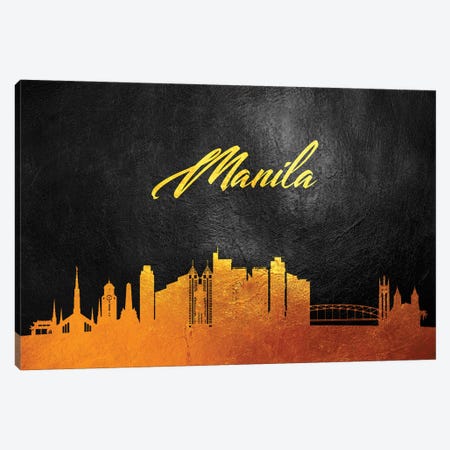 Manila Philippines Gold Skyline Canvas Print #ABV76} by Adrian Baldovino Canvas Art