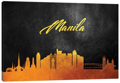 Manila Philippines Gold Skyline Canvas Art Print