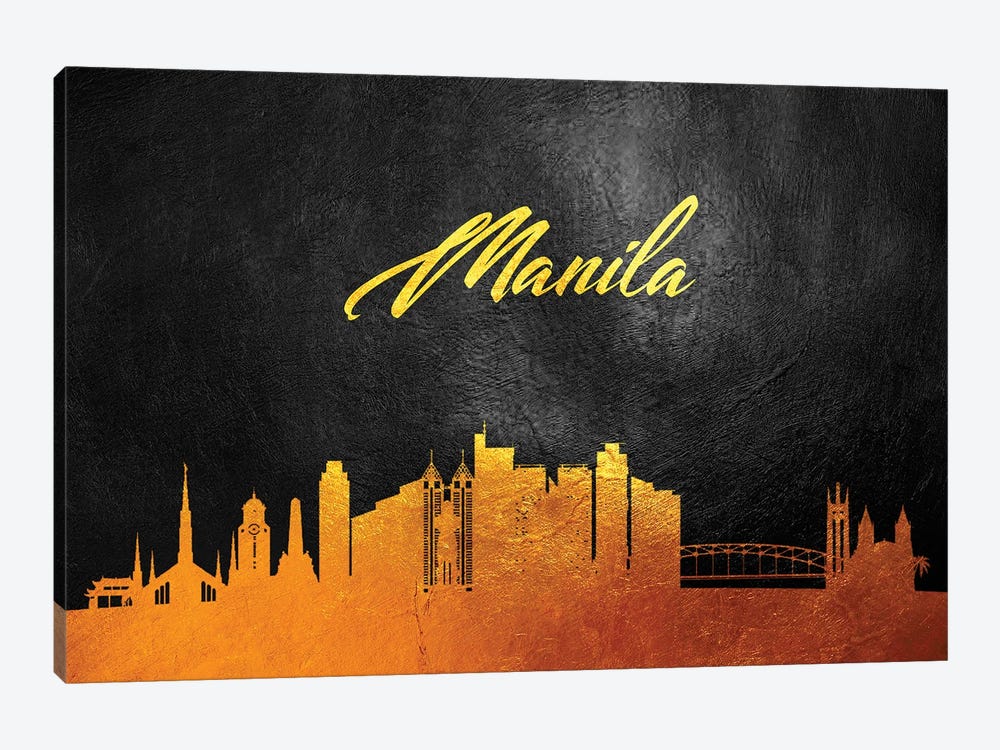 Manila Philippines Gold Skyline by Adrian Baldovino 1-piece Canvas Artwork