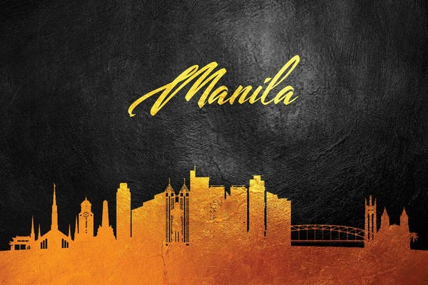 Manila: Manila Philippines Gold Skyline by Adrian Baldovino